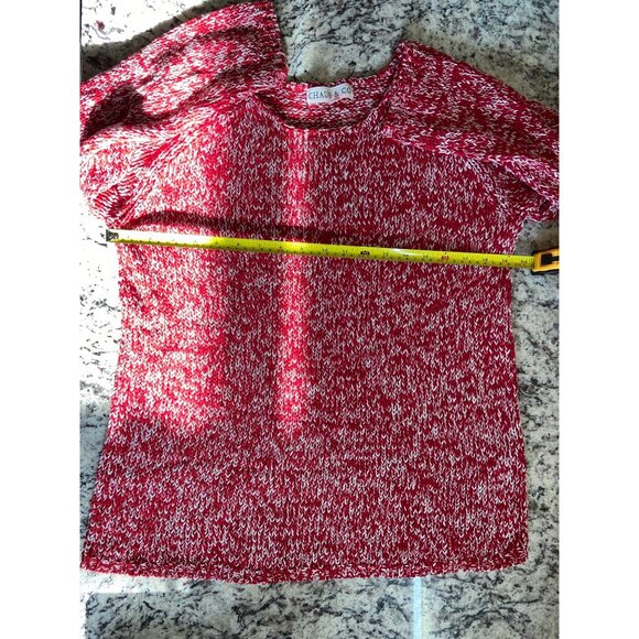 Chaus & Co Womens Sweater Large Red Crew Neck Pullover Knit Cottagecore Preppy - Picture 6 of 9